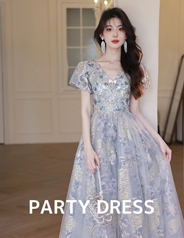 新品掲載！高級感 スウィート レディースドレス おしゃれ 上品 きれいめ ロングドレス Vネック パーティードレス イブニングドレス ウェディングドレス 宴会 お呼ばれ エレガント 音楽会 演奏会 フ