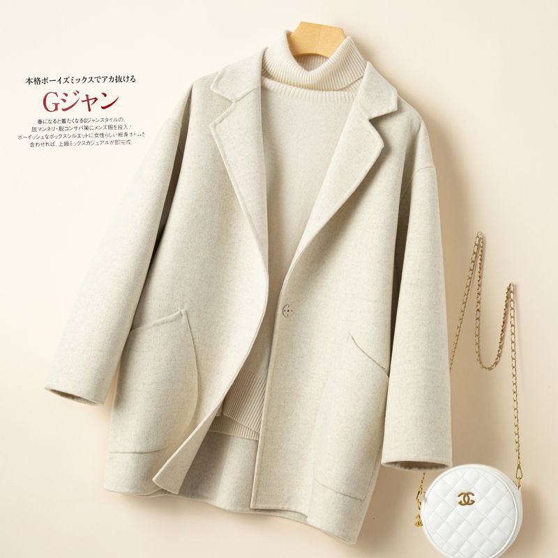 コクーン両面ウールコートレディースショート2024秋冬韓国版新しい小さいゆったりワイドバージョンウールコート