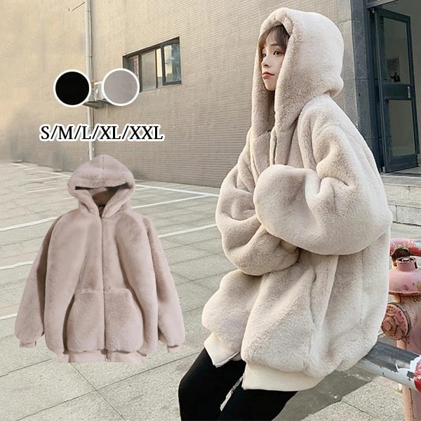 ファーコート レディース コート フード付き フェイクファーコート ショート 毛皮コート ブルゾン レディースジャケット ケープ フェイクファー 秋冬コート ふわふわ 体型カバー きれいめ 長袖