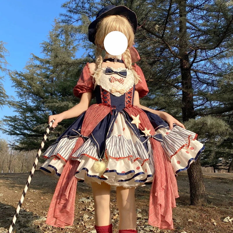 新作 ロリータ セクシーかわいいコスプレハロウィン衣装ハット付き 日式 超人気 半袖/長袖 セット ロリータ洋服 制服 かわいい 浴衣スタイル jskキャミソールスカートセット 嬢様重工30%までに制