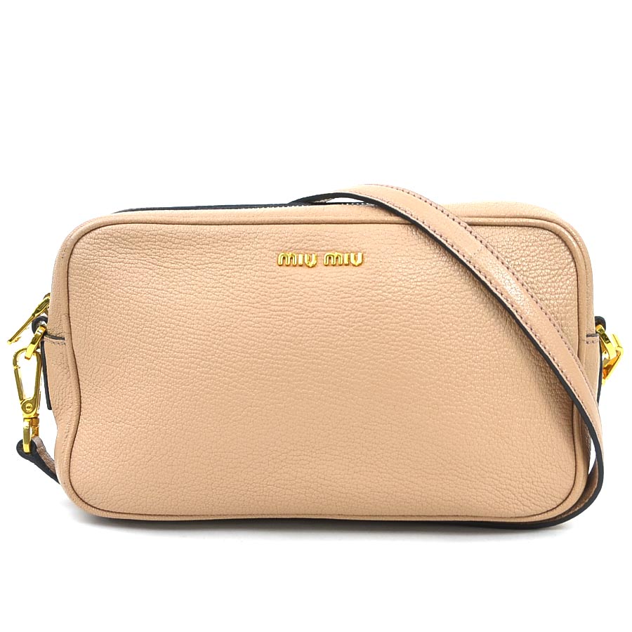 ミュウミュウ MIUMIU ショルダーバッグ レザー ピンクベージュ レディース h31274n