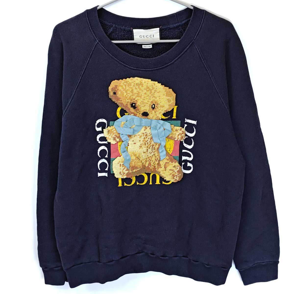 【中古】グッチ 2018クルーズコレクション テディベア クルーネック スウェットトレーナー S ネイビー 489677-X9N17 GUCCIパーカー・トレーナー