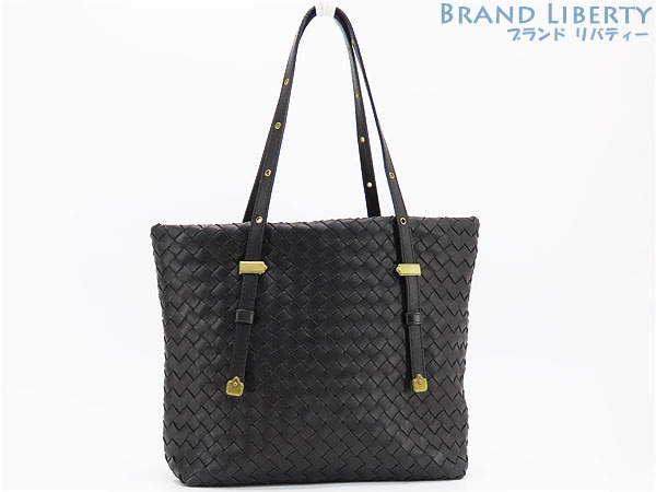 超美品ボッテガヴェネタイントレチャートナッパハンドバックショルダートートバッグブラックラムレザー162937