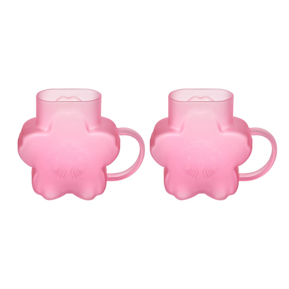 22 チェリーブロッサム フラワー ハンドル グラス 355ml x 2 韓国スターバ グッズ