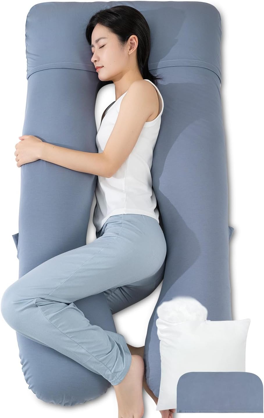 Queen Rose 抱き枕 だきまくら 【正規品】 男女兼用 妊婦 快眠グッズ 腰枕 背凭れ クッション ふわふわ 気持ちいい 体圧分散 高さ調整可 補充綿付き ジャージー生地 u字型 カバー洗え