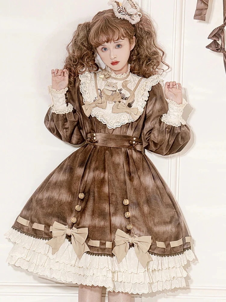 ロリータ プリンセス ドレス キュート オプ 長袖 デイリー スイート ドレス エレガント ロリータ ドレス 春