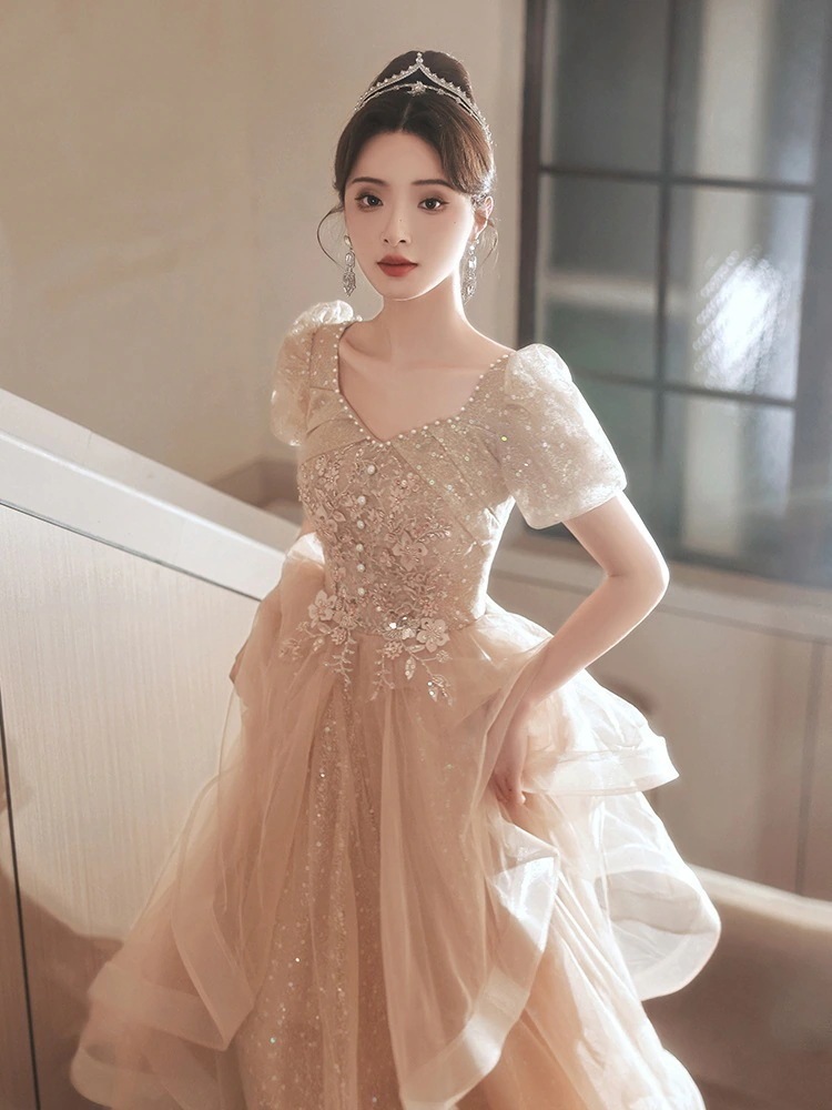 2024 新入荷 パーティードレス 結婚式 ドレス 韓国 司会 二次会 演奏会 発表会 披露宴 花嫁 花嫁の介添え人