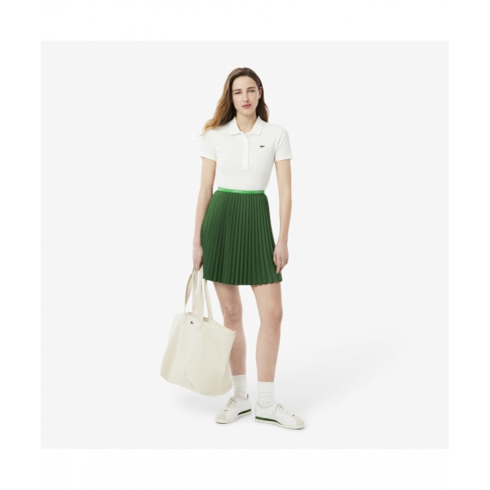LACOSTE レディース エッセンシャル ショート プリーツスカート [グリーン]