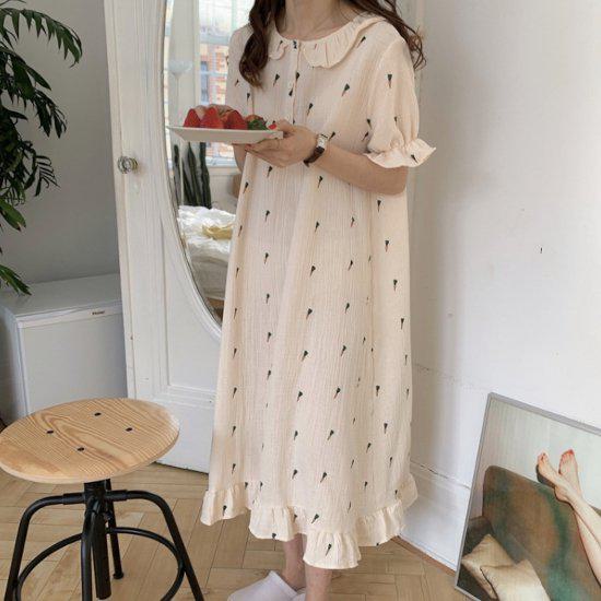 ルームウェア パジャマ 夏新作 ワンピース ロング丈 半袖 フリル 春夏 韓国 かわいい キュート 楽ちん 体型カバー おうち時間 おうち 部屋着 涼しげ ナイトウェア 室内着 寝間着 レディース 大 4,865円