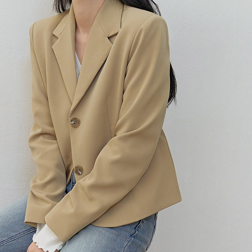 [tjk0191] 韓国ファッション セミクロップツボタンシングルジャケット