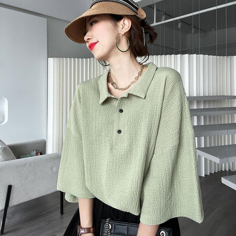 (2点セット)大きいサイズ アメリカン ゆったりポロシャツ 半袖Tシャツ レディース服 デザイン化粧ポーチ-大容量