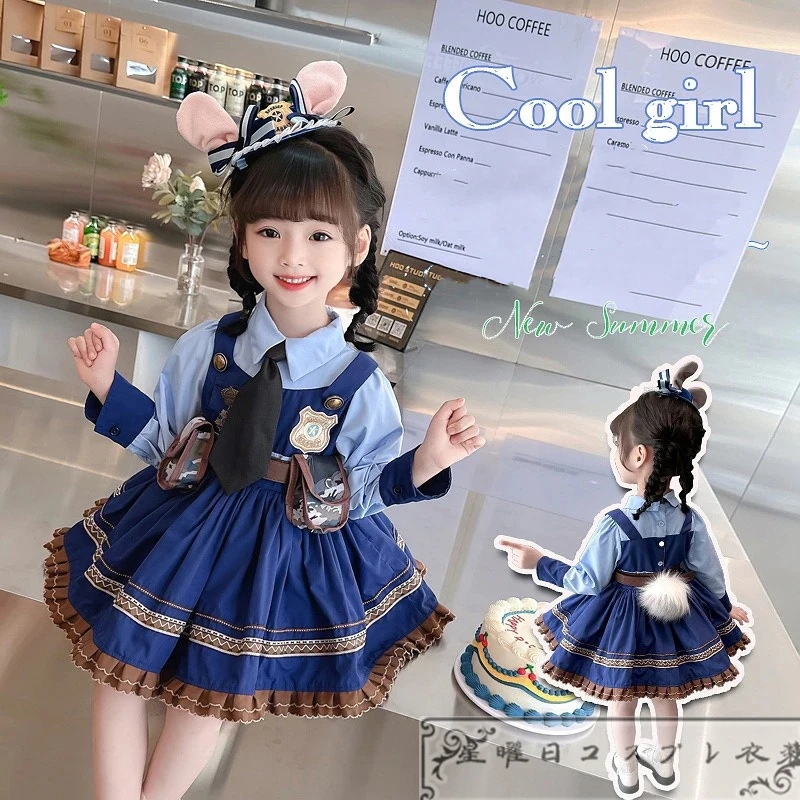 新品【限時!優!惠】2024夏新品 可愛い ジュディ 警察官ジュディ 子供ドレス バブル ドレス 子供公演服品質良い 店舗お勧め