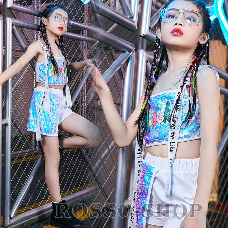 ダンス 衣装 チアガール チア Hiphop ヒップホップ ジャズダンス 韓国 チアガール チア ハーフパンツ トップス スパンコール キラキラ キッズ ダンス 堅実な究極の Vivalafocaccia Com