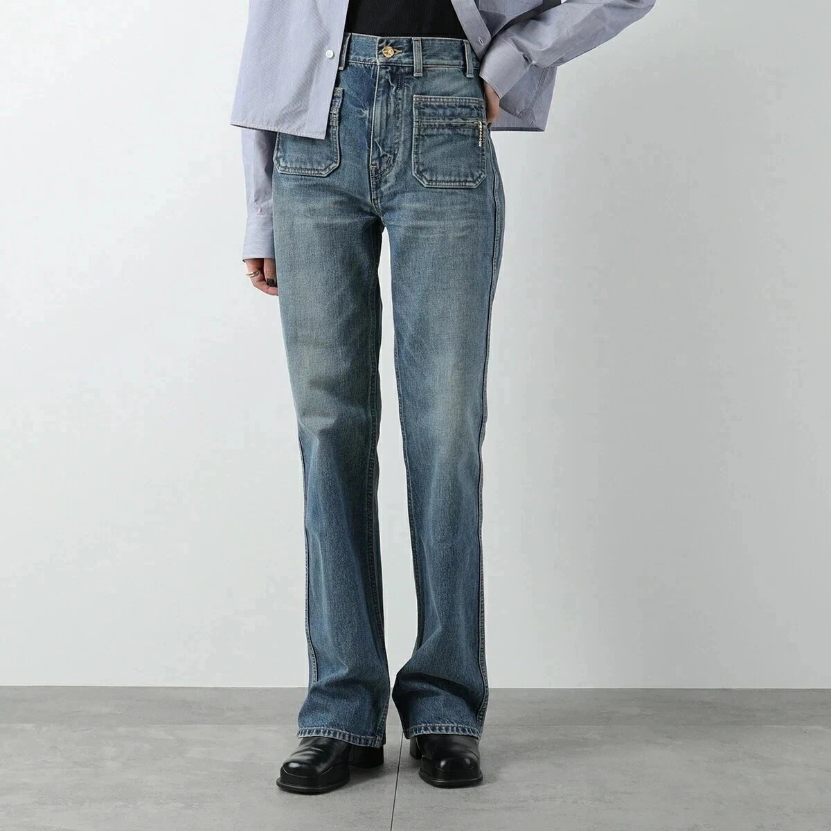 CELINE セリーヌ ジーンズ 2N79B519X.08EL レディース デニム パンツ ストレート ウォッシュ ハイウエスト フルレングス 08EL 【mega】