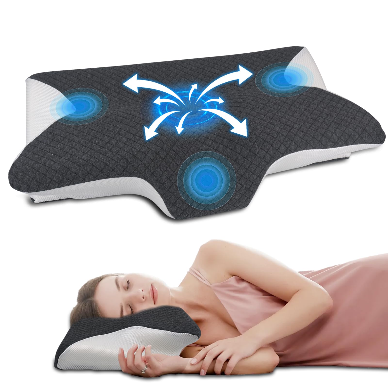 NAZUSA 枕 首が痛くならない 低反発 まくら 低反発枕【人間工学・凹型中空設計・品質綿】低め高め調整可能 安眠枕 三層構造 横向き寝 仰向き寝 うつ伏せ寝 首こり/肩こり解消 脳休む 通気性 カ