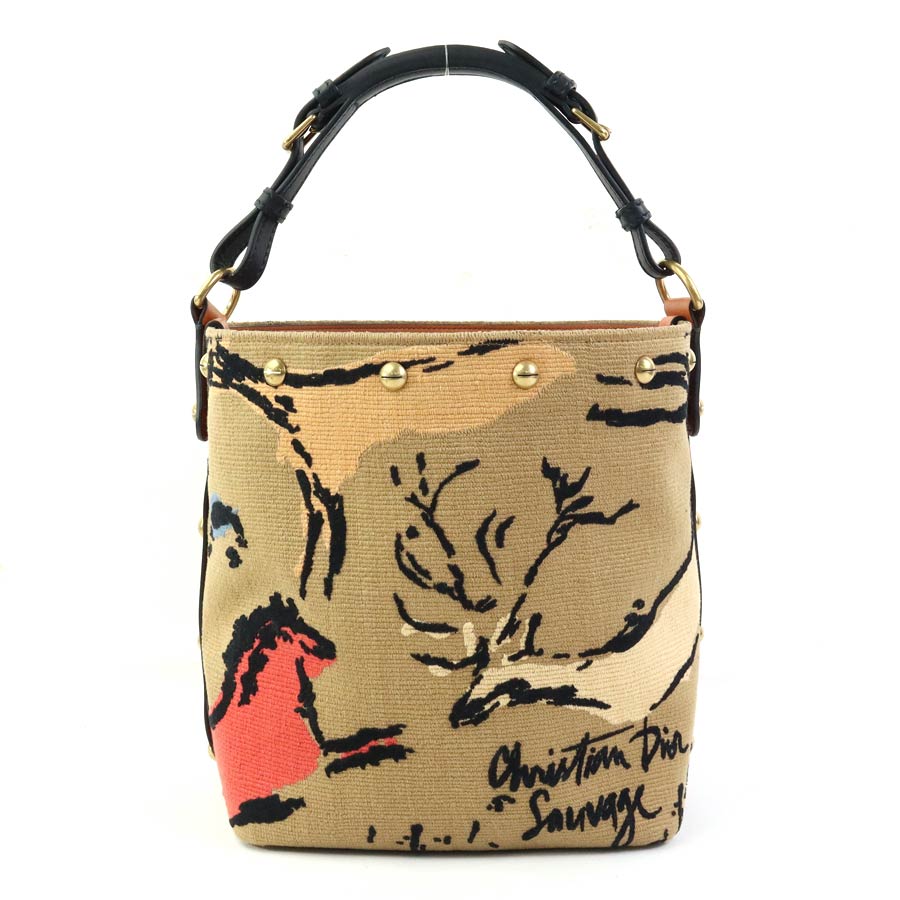 クリスチャンディオール Christian Dior ショルダーバッグ キャンバス/レザー ブラウン/ブラック レディース e58744f