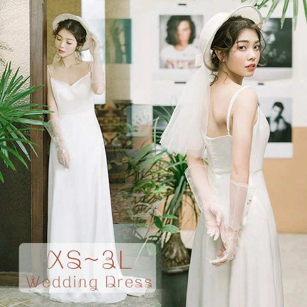 花嫁 ウェディングドレス プリンセスライン 白ドレスワンピース プリンセス シンプル 結婚式 披露宴 前撮り 後撮り 撮影用 フォトウェディング ロングドレス hs002cycyjc