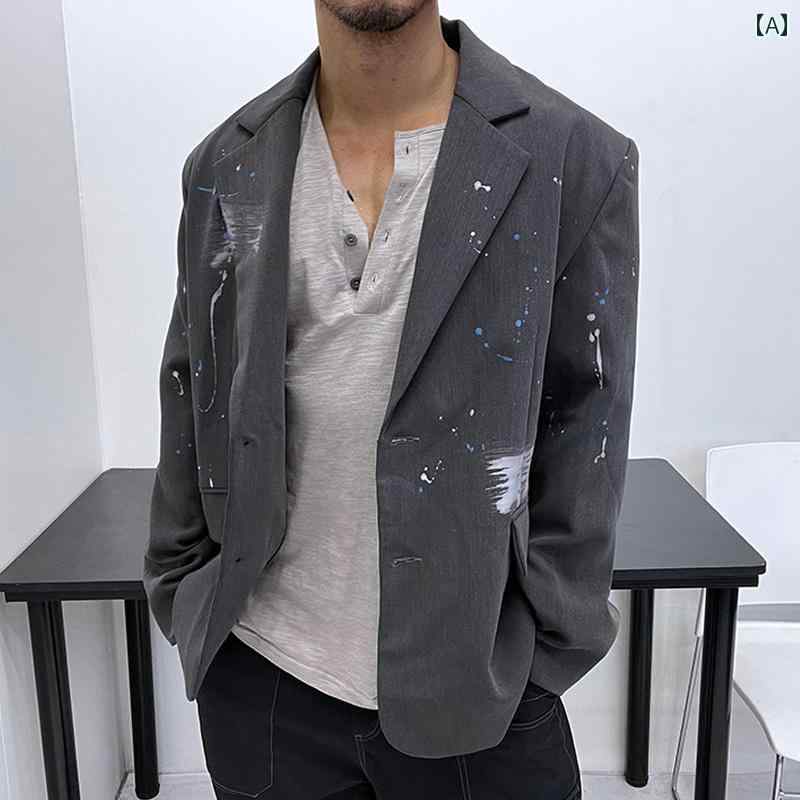 メンズ ワイド おしゃれ 細 シルエット 春秋 ジャケット り 韓国 カジュアル