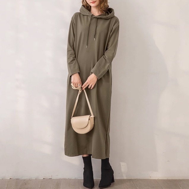 レディース ワンピース プルオーバー パーカー ロング マキシ フード フェミニン ストリート かわいい 大人可愛い シンプル カジュアル おしゃれ かっこいい レトロ こなれ感 ラフ ボーイッシュ 4,439円