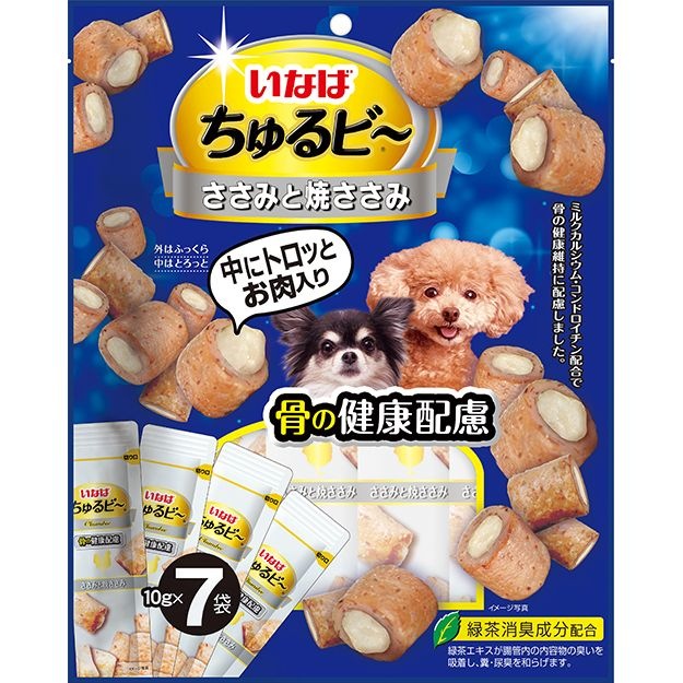 （まとめ買い）ちゅるビ ささみと焼ささみ 骨の健康に配慮 10gx7袋 犬用おやつ [x10]