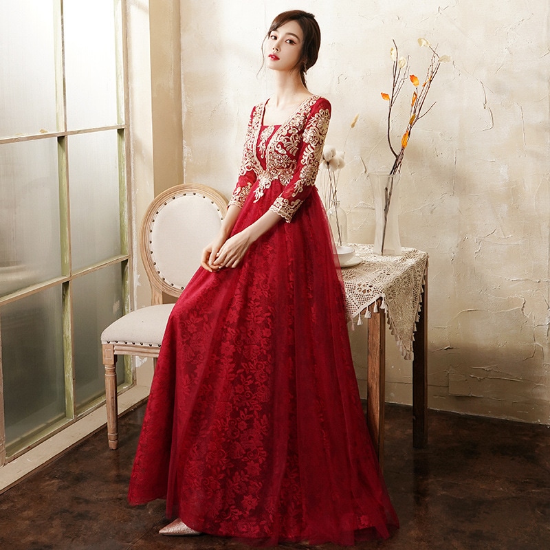 敬酒服花嫁モーニングドレス2025赤色長結婚回門服中国式婚約ドレススカート女