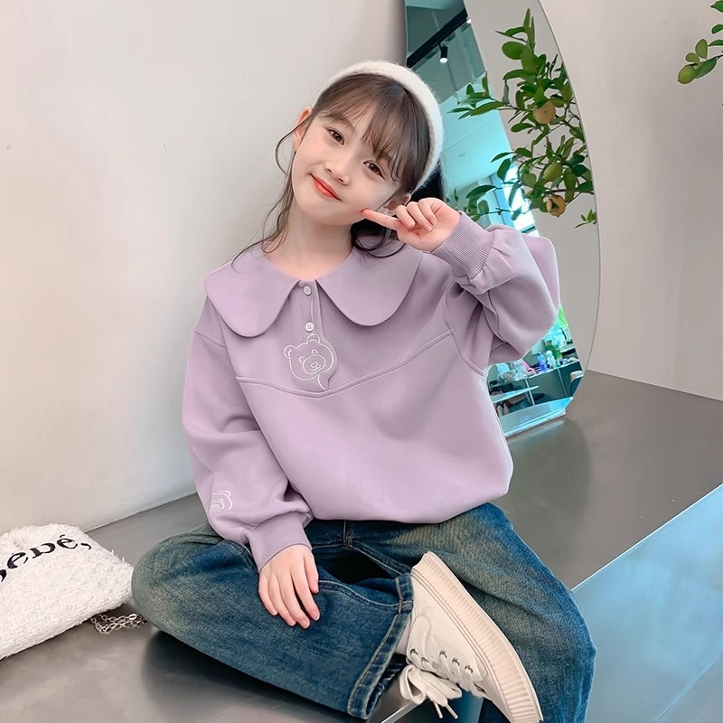 【急速出荷!】女の子スウェットシャツ秋2024洋風子供服春秋女の子トップス子供カレッジスタイル秋服