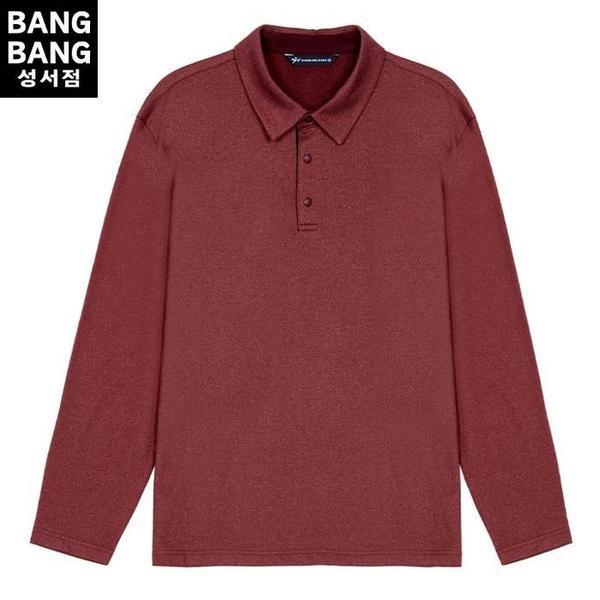 HC04男性起毛無地ポリスパンカラー長袖Tシャツ 秋 冬 ソリッド 柔らかく暖か (S42288335)
