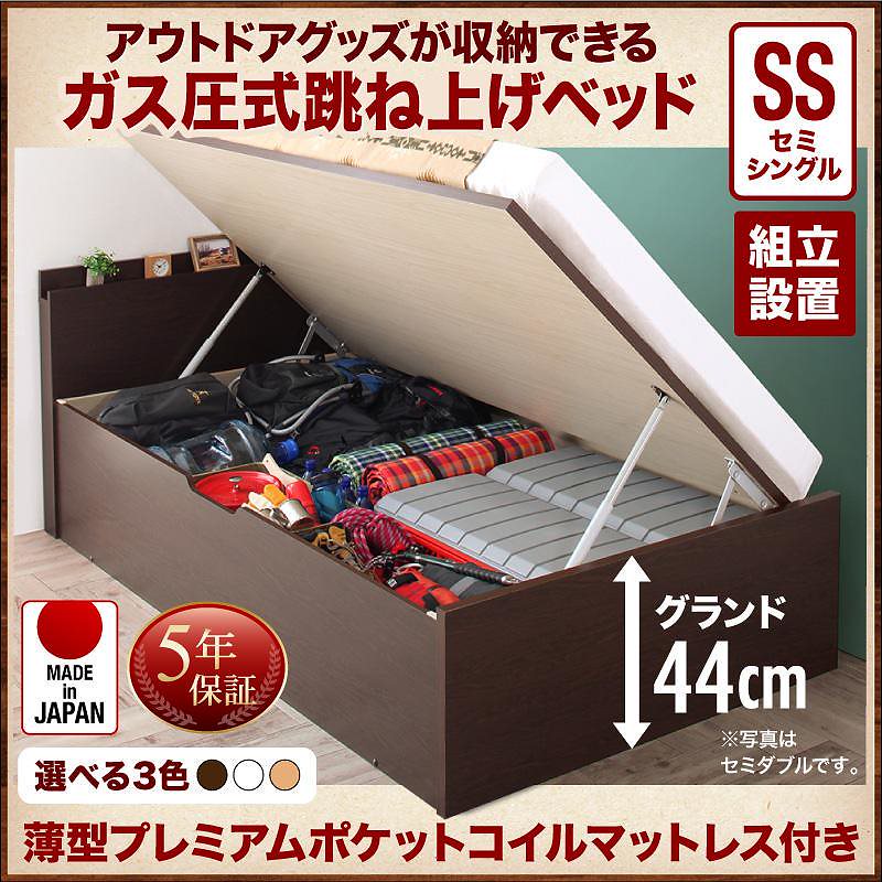[組立設置付]アウトドア収納跳ね上げベッド [マッターホルン] [薄型プレミアムポケットコイルマットレス付き] セミシングル 深さグランド [フレーム色]ダークブラウン 85,628円