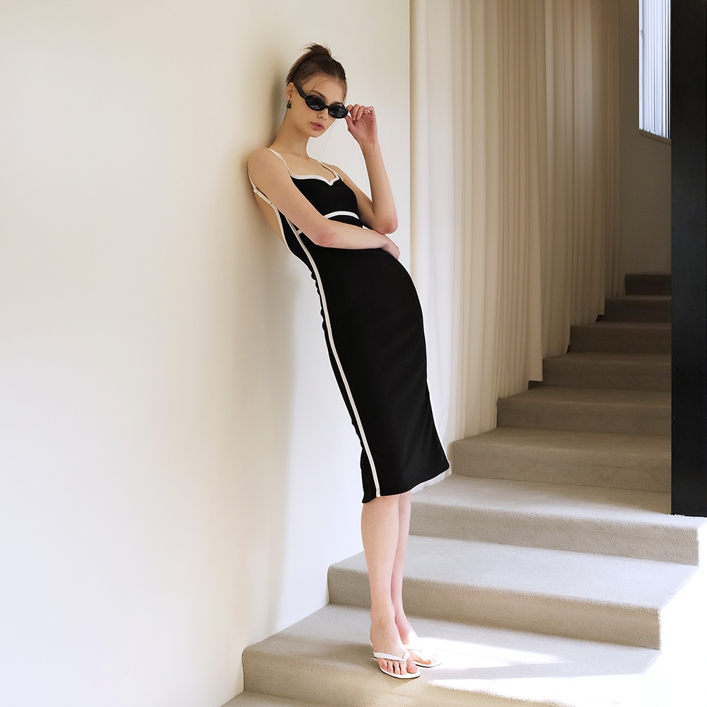 MODERN HEART LONG DRESS BK