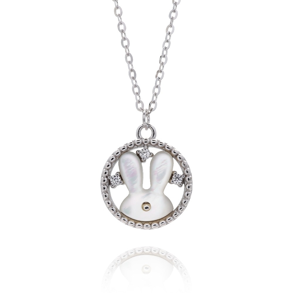 S925 うさぎ 貝殻 ネックレス 銀 [fhns049-silver]