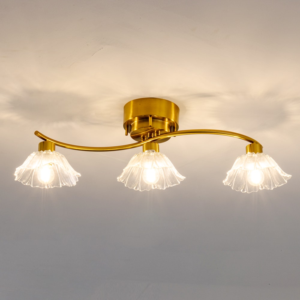 シーリングライト ガラス 3灯 LED ペンダントライト おしゃれ 北欧 リビング ダイニング 寝室 カフェ レトロ アンティーク 照明器具 天井照明 真鍮