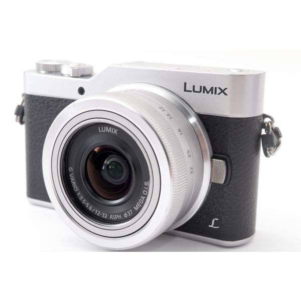 【中古】パナソニック Panasonic DC-GF9 レンズセット シルバー 美品 4K動画記録スマホへ転送自分撮り小型 microSDカードストラップ付き