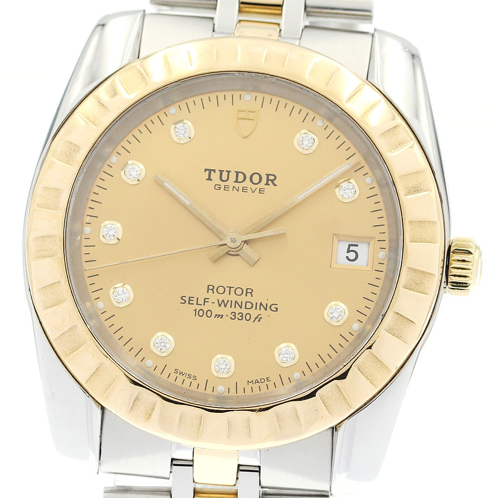 チュードル TUDOR 21013 クラシックデイト YGコンビ 10Pダイヤ 自動巻き メンズ _891451【中古】