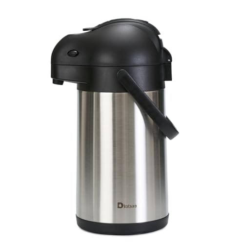 Diobao 卓上ポット エアーポット ステンレス製 2.5L 保温ポット 保温保冷対応 真空断熱 魔法瓶 コンパクト 保温卓上ポット テーブルポット 片手で操作 大容量 節電 省エネ