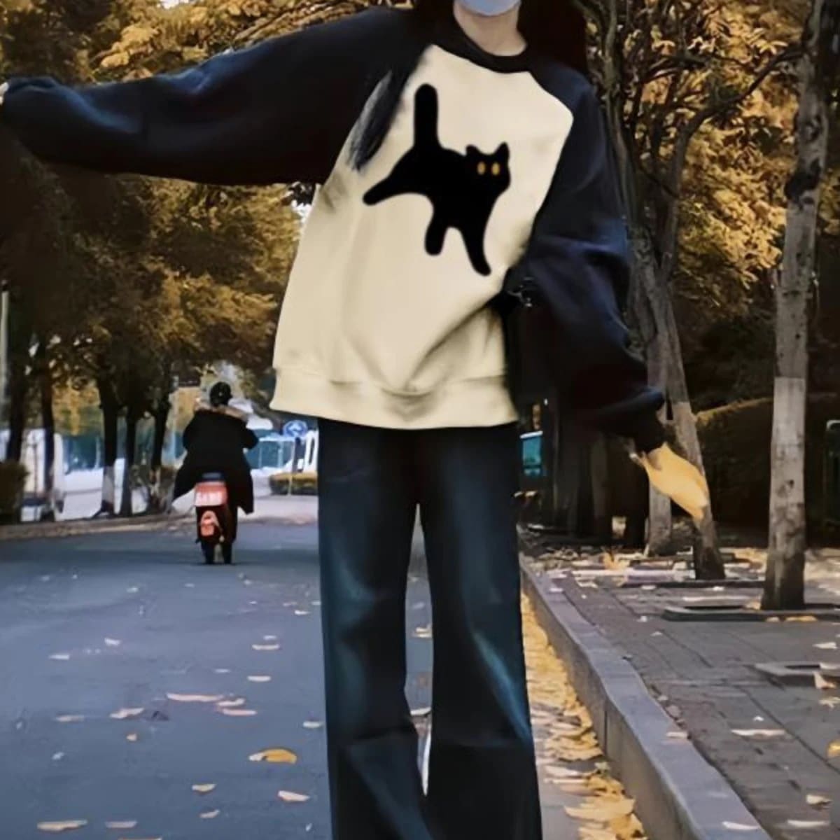 中学生の女の子のためのアメリカンスタイルのスウェットシャツ春と秋のホットセラースタイル2025年の新しいゆったりとした長袖Tシャツトップ