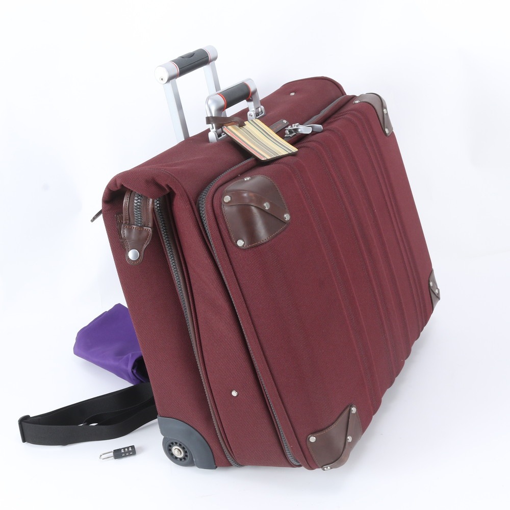 美品 ストライプ柄 スーツケース キャリーケース バッグ 出張 旅行 トランク 本革 ブランド メンズ RBM EE23-6 中古