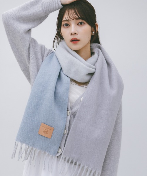 [最安値挑戦]ストール レザータグ ループヤーンストール レディース