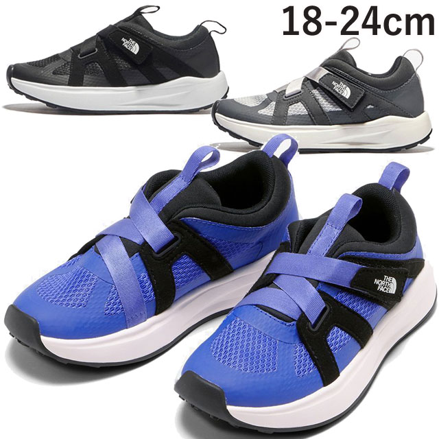 ザ・ノース・フェイス 撥水 子供靴 キッズ スニーカー ジュニア キャノピーランナー 男の子 ベルクロ アウトドア ランニング ローカット NFJ52301 カジュアル シューズ 黒 青 グレー