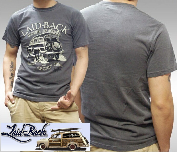 Laid-Back USA レイドバック メンズ Tシャツ HOUSE OF SPEED ブラック 半袖 シャツ サファリ レオン 雑誌 掲載 ブランド アメカジ ストリート ヴィンテージ サーフ ロ