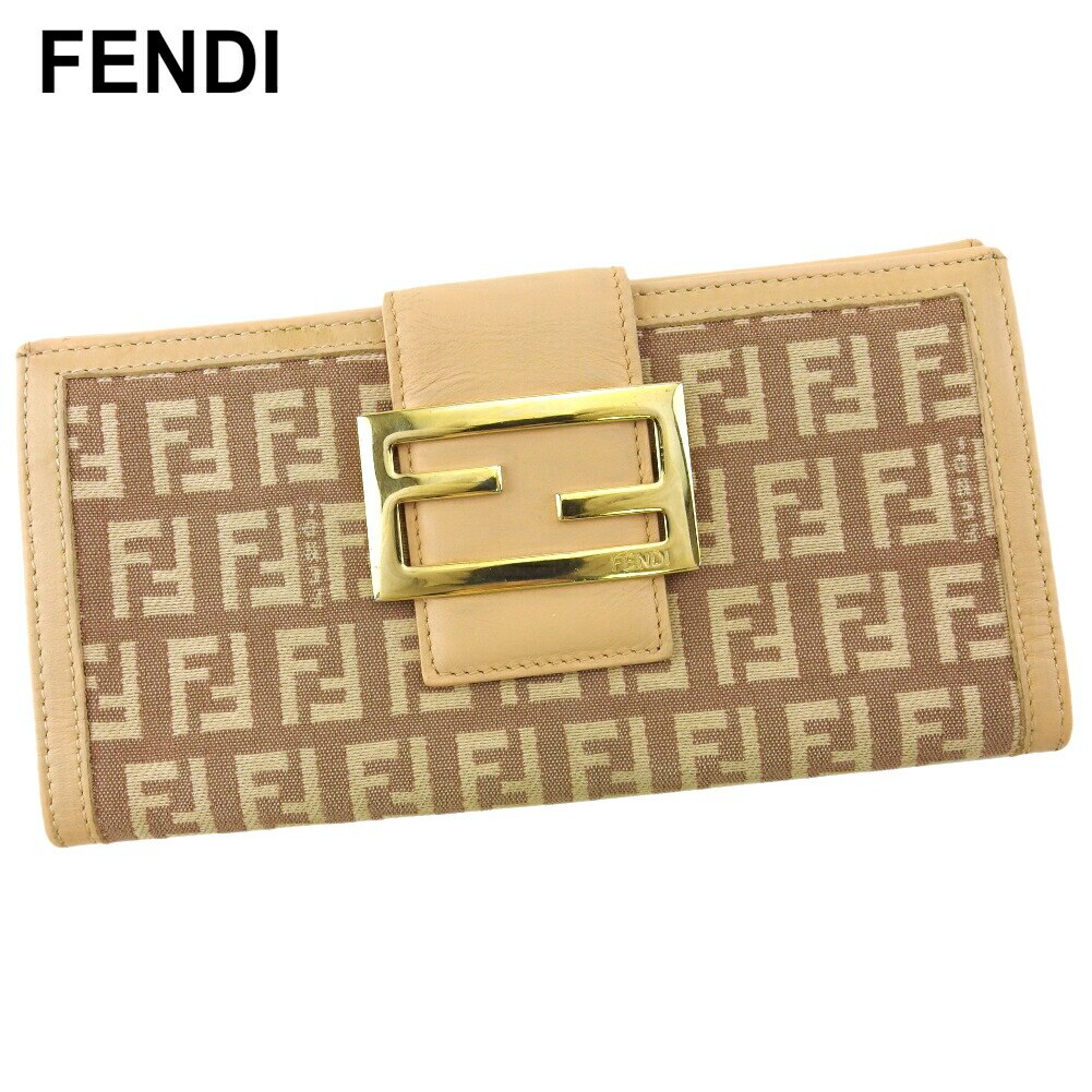 長財布 Wホック 財布 ズッキーノ レディース ピンク ブラウン ゴールド 中古