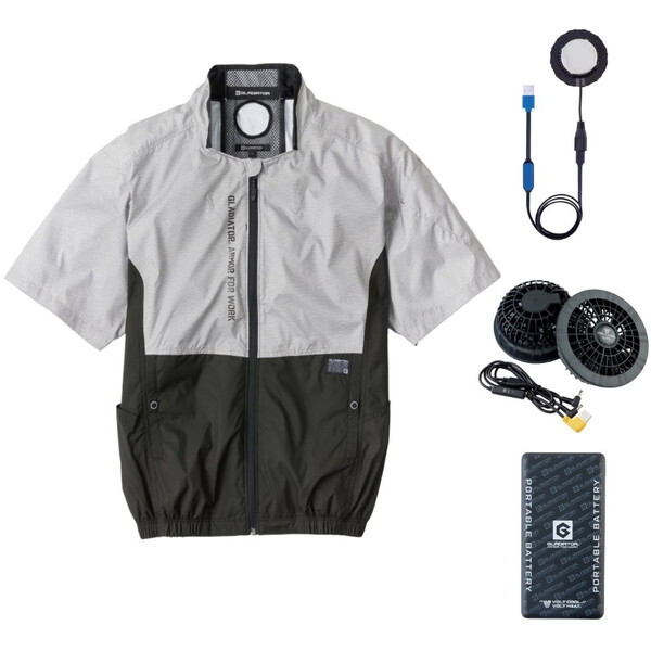 コーコス G244420 モクグレー L ボルトクール LITE+ ファン付きウェア ペルチェ 半袖ブルゾン セット