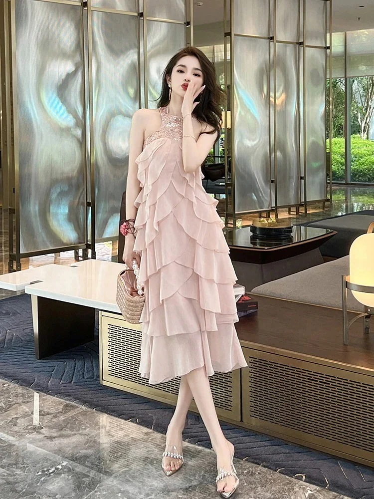 【JY.上品】 夏 キャミワンピース オフショル フリル シフォン Aライン ボヘミア ドレス パーティー キャバ 着痩せ 大人 お呼ばれ 同窓会 披露宴 卒業式 結婚式 ウェディング 二次会 成人式