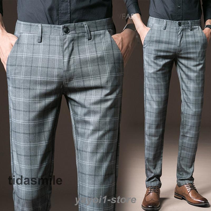 上品 スラックス メンズ ロングパンツ チノパン スリム ストレッチ チェック柄 カジュアル パンツ ビジネス フォーマル 通勤 士 父の日 彼氏