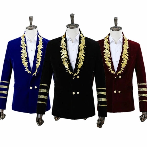 3色入荷　刺繍　メンズ　スーツ　ジャケット　タキシード　メンズ タキシード　演出服 華麗な王族服 王子様 ヨーロッパ風 復古風 コスプレ衣装　宮廷服　貴族服　コスチューム　舞台　撮影　司会 リボン付き