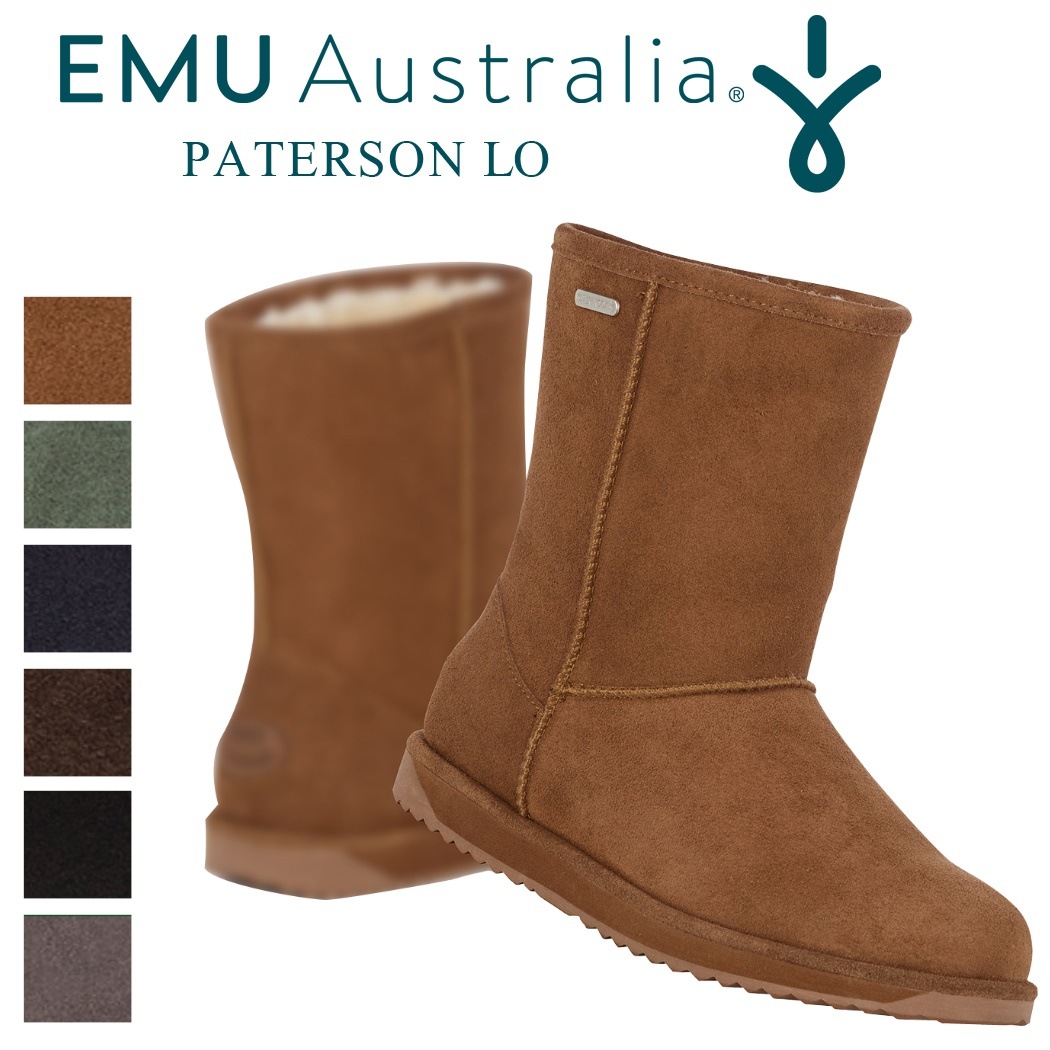EMU ムートンブーツ パターソン ロー レディース メンズ 秋冬 ショート シープスキン 天然素材 エミュー ブランド 正規品 ショートブーツ 本革 大きいサイズ ローヒール ぺたんこ 全6色
