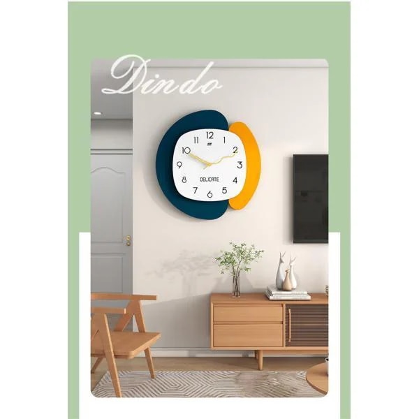 二層構造 新生活応援 【1～3日で出荷】壁掛け時計 インテリア スイープムーヴメント式 静音 クロック 電池式 非電波 新築祝い 北欧 幾何型 木製 ギフト 4,726円