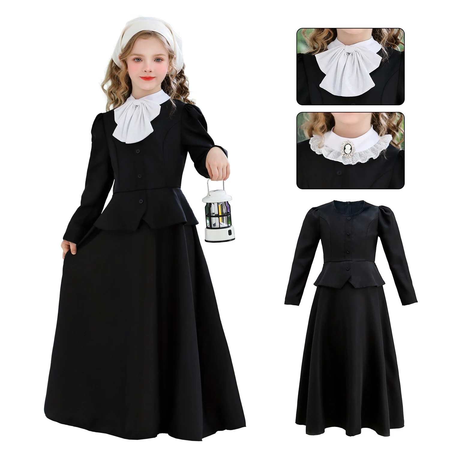 ハロウィンの女の子のコスチュームピルグリムコロニーの女の子の100日目の学校のパフォーマンスコスチュームスーザンドレス