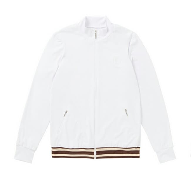 韓国系テニスウェア LOVEFORTY(ラブフォーティ) レディース LINE-POINT JERSEY ラインポイント ジップ ジャージ ジャケット ホワイト