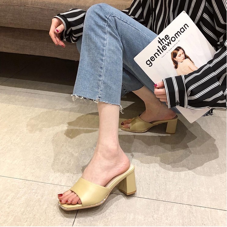 レディース サンダル ハイヒール 6.5cm スクエアトゥ 美脚 脚長 かわいい 大人可愛い きれいめ シンプル カジュアル 上品 おしゃれ エレガント クール モード 主役級 存在感 こなれ感