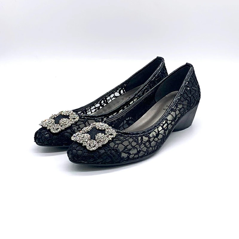 3CMヒール バレーシューズ スクエアトゥー涼しげ ビジュー ローヒール歩きやすいモールドソール使用 履きやすい滑りにくい 安心 安心の日本製08-3508 韓国ファッション